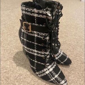 Shoe Dazzle Tweed Heeled Bootie